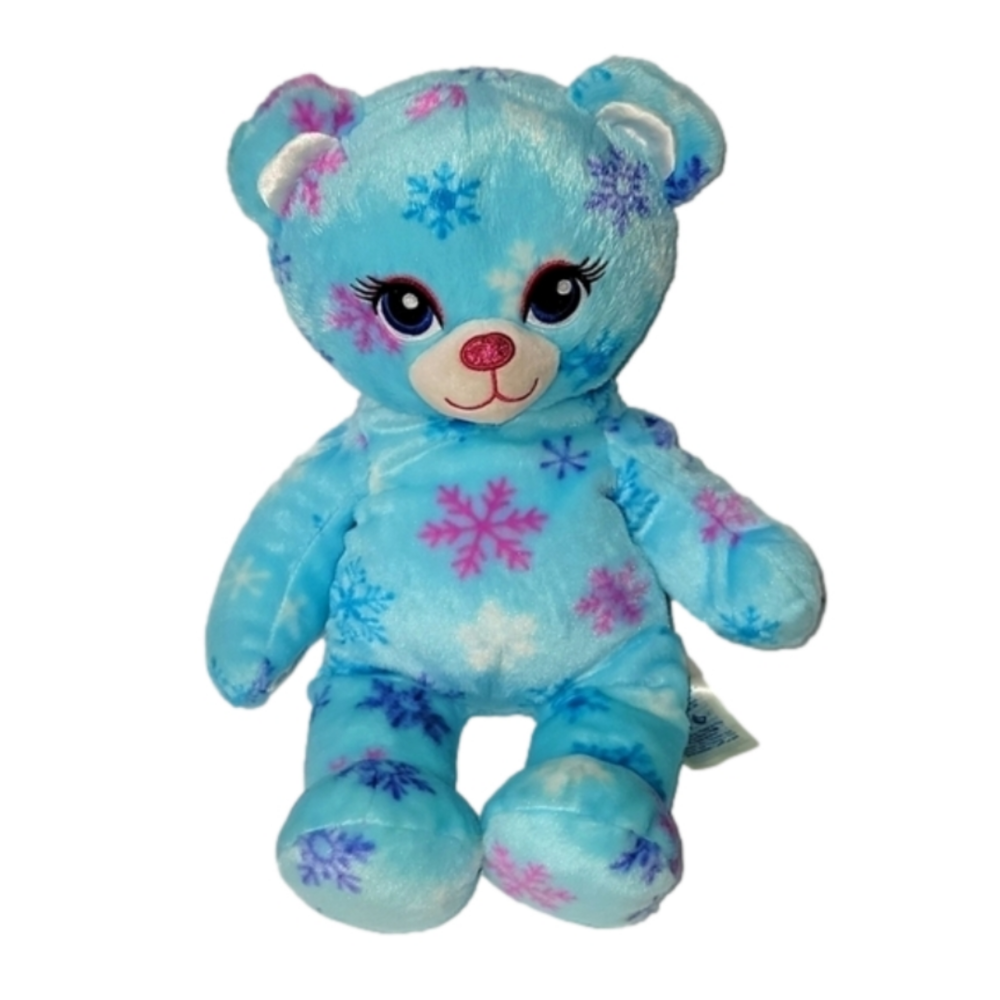 𝅺HTF BLUE SNOWFLAKE BABW Build-A-Bear Stuffed Animal Plush w/shirt, EUC
